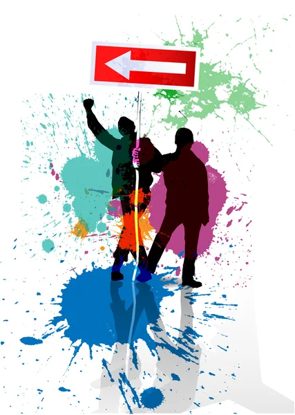 Color Grunge Poster mit Verkehrsschild — Stockvektor