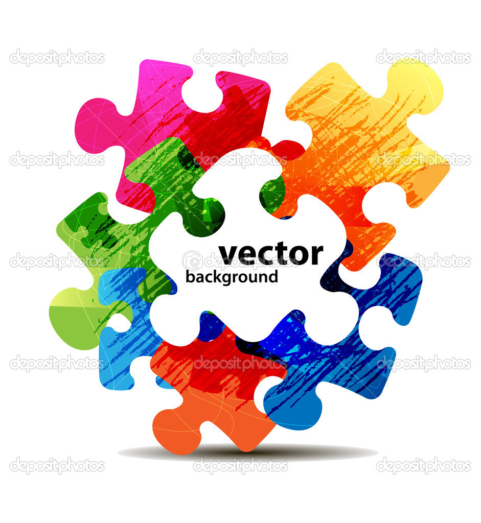 Abstract puzzle shape colorful vector design