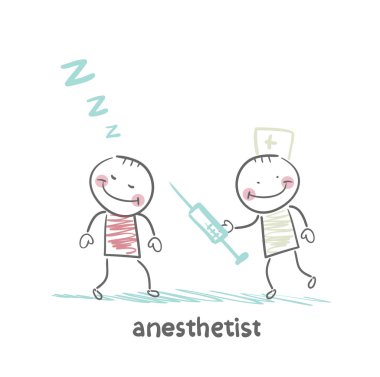 Anestezi yanında uyuyan bir hastaya şırınga