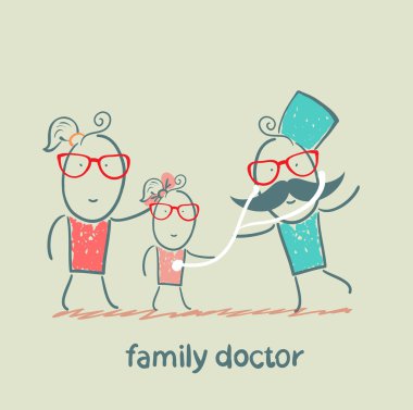 Aile doktoru annesi ile bir çocuk muamelesi yapıyor.