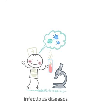 Enfeksiyon hastalıkları uzmanı mikroskop duruyor
