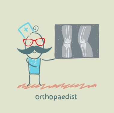 orthopaedist shows an X-ray clipart