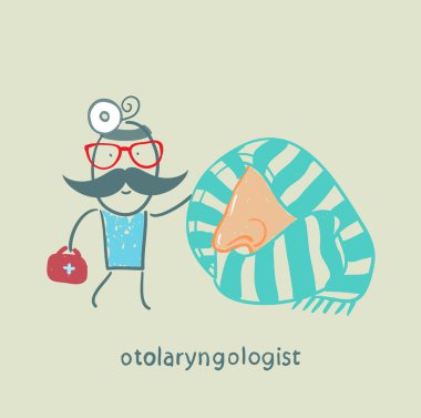 otolaryngologist hastanın burun tedavi etmek için geldi.