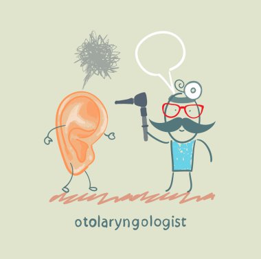 otolaryngologist boğaz kulak muamelesi yapıyor.