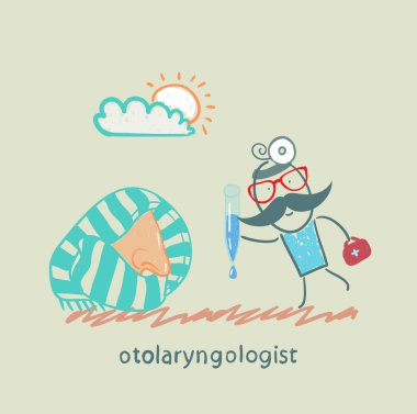 otolaryngologist burun damlası sunar