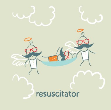 resuscitator taşıyan bir sedye hasta üzerinde