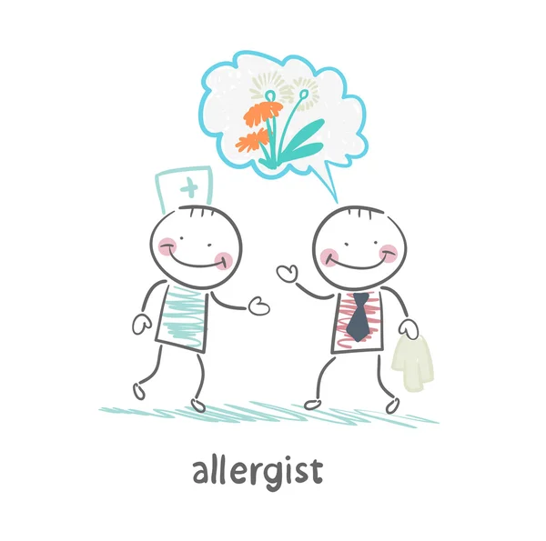 Alergista dice a la enfermedad del paciente — Archivo Imágenes Vectoriales