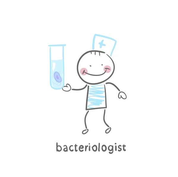 Bacteriologista olhando para tubo de ensaio — Vetor de Stock