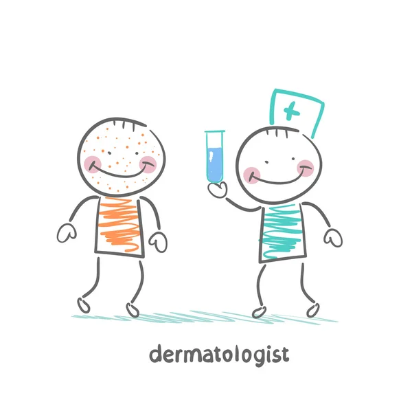 Dermatologo dando paziente medicina — Vettoriale Stock