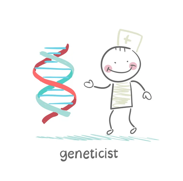 Genetista dice circa i geni — Vettoriale Stock