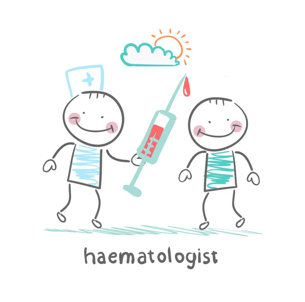 Haematologist 需要从病人的血液 — 图库矢量图片