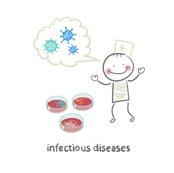 Enfermedades infecciosas sugiere infección cerca de los tubos de ensayo — Vector de stock