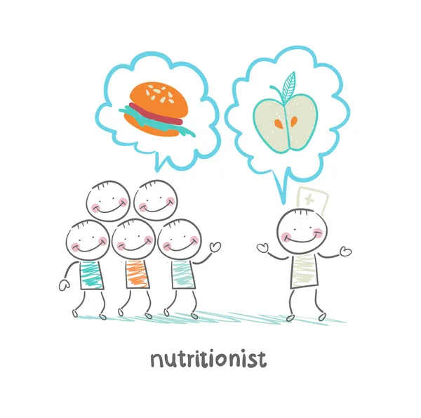 Nutritionniste favorise une alimentation saine — Image vectorielle