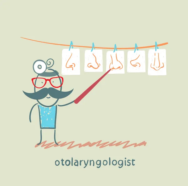 Otolaryngologist show pictures with their noses — ストックベクタ
