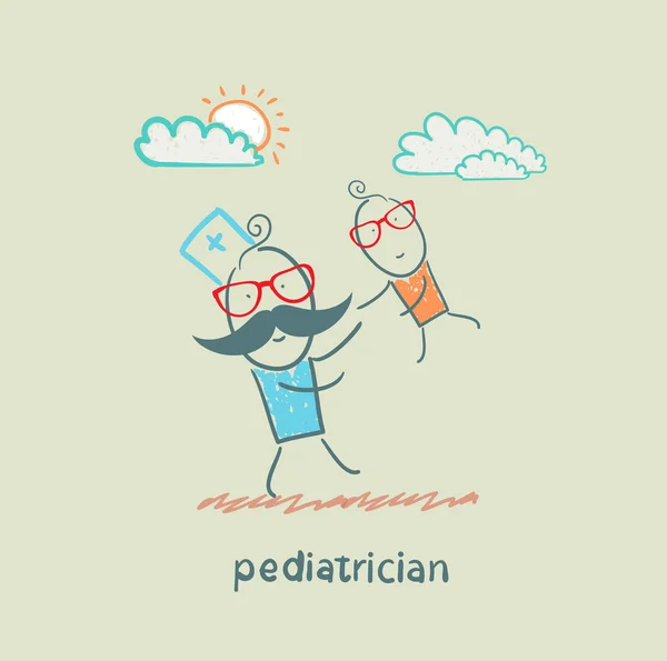 Pediatrician playing with child — Stock Vector