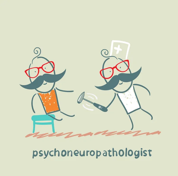 Psychoneuropathologist 检查病人的神经 — 图库矢量图片