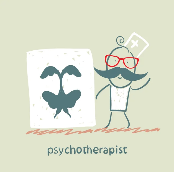 Psychotherapeut toont een foto test — Stockvector