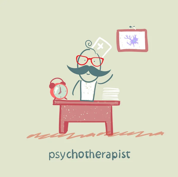 Psychotherapeut arbeitet in seinem Büro — Stockvektor