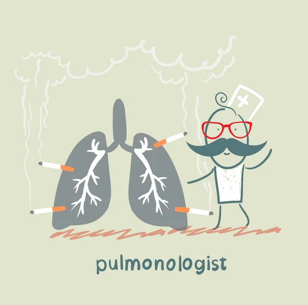 Pulmonologist with light smoker — Stock Vector