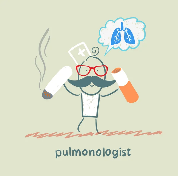 Pulmonologue gâte cigarette — Image vectorielle