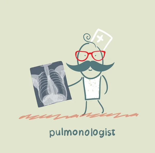 Pulmonologist, chest X-ray — Stock Vector