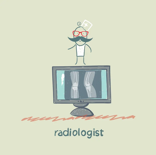 Radiologiste avec images radiographiques — Image vectorielle