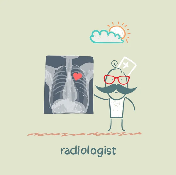 X-ray images show the radiologist with a heart with heart — Stock Vector