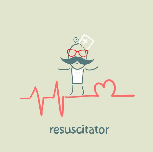 Resuscitation is on the line showing the beating of the heart — Stock Vector