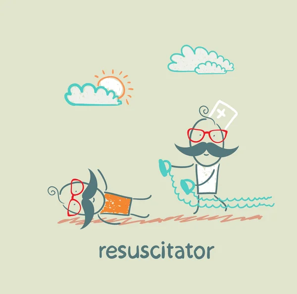 Resuscitation in a hurry to sick patient — Stock Vector