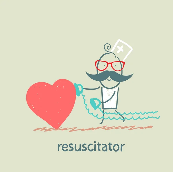 Resuscitator hurry to the heart is sick — Stock Vector