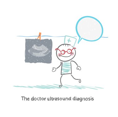 The doctor ultrasound diagnosis is looking at ultrasound images clipart