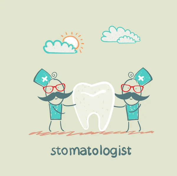 Stomatologue examinant la dent du patient — Image vectorielle