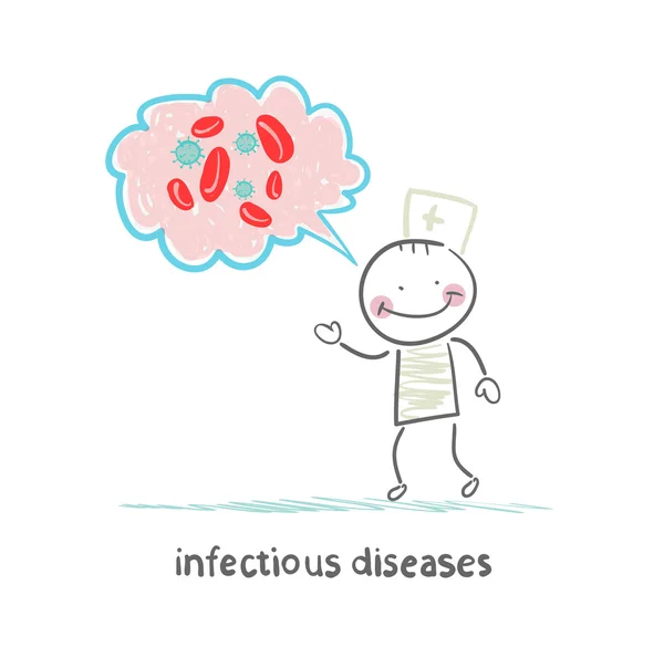 Spesialis penyakit menular mengatakan tentang infeksi - Stok Vektor
