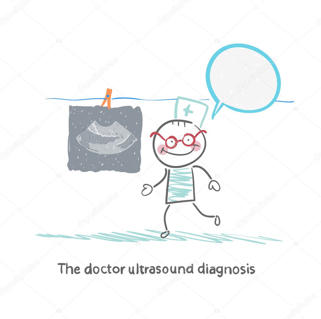 The doctor ultrasound diagnosis is looking at ultrasound images