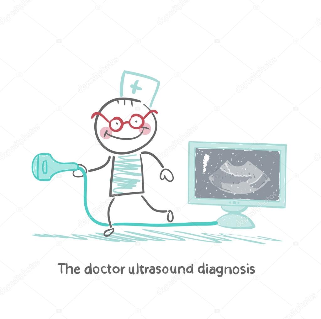The doctor ultrasound diagnosis together with a working unit