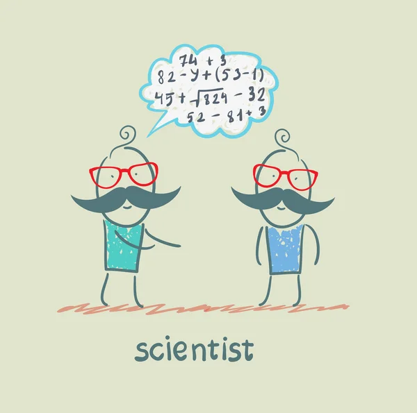 Cientista diz sobre as fórmulas — Fotografia de Stock