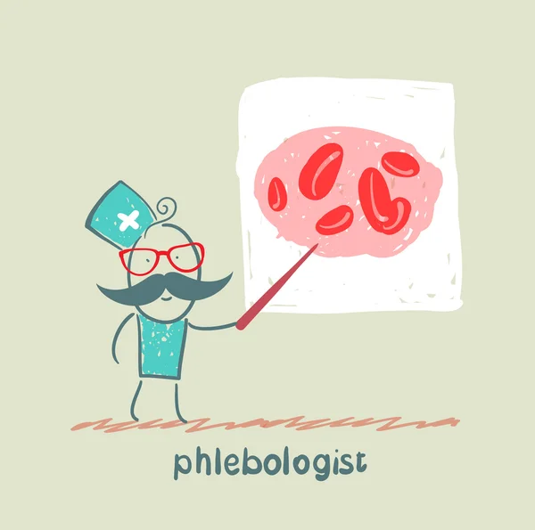 Phlebologist säger en presentation på blod — Stockfoto