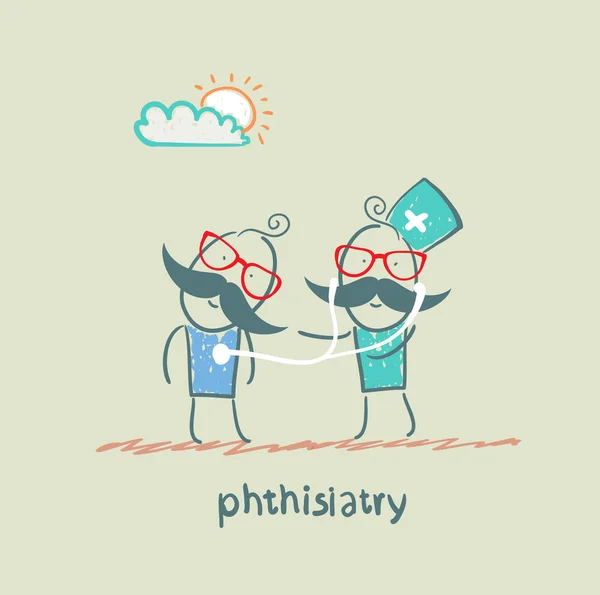 Phthisiatry 聴診器は患者に耳を傾け — ストック写真