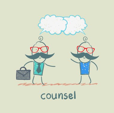 bir müşteri ile avukatı konuşuyor