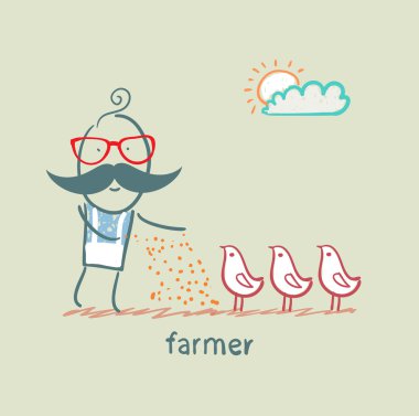 agriculteur nourrit des poulets