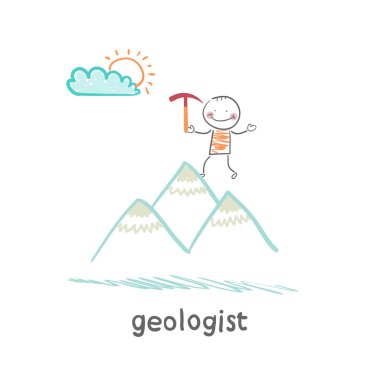 geologist stands on the hill clipart