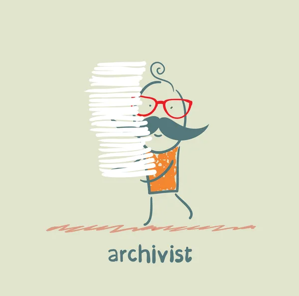 Archivista es una pila de archivos — Vector de stock