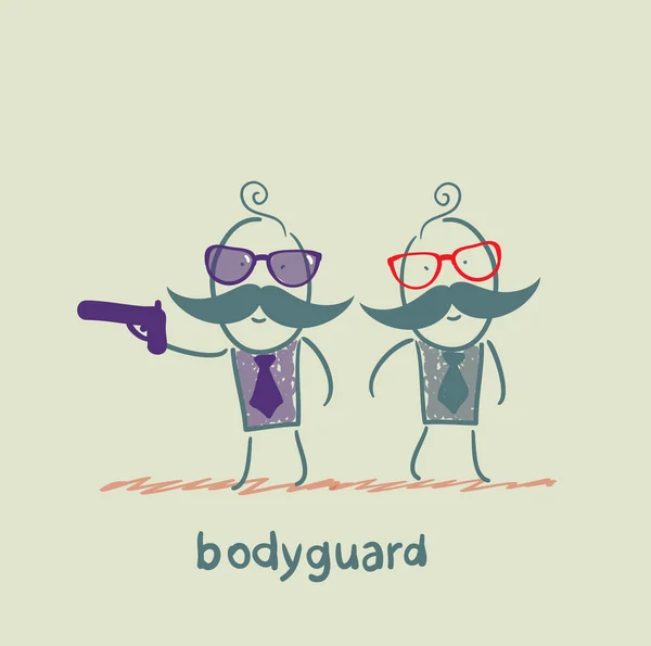 Bodyguard protects gun — Stock Vector