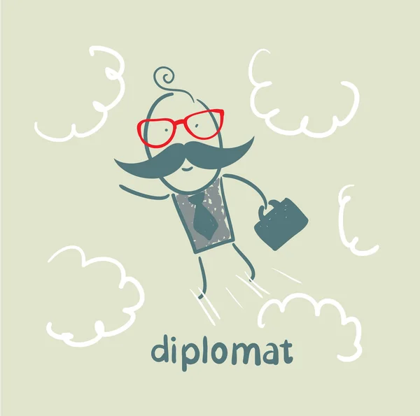 Diplomat flies through the sky — Stock Vector