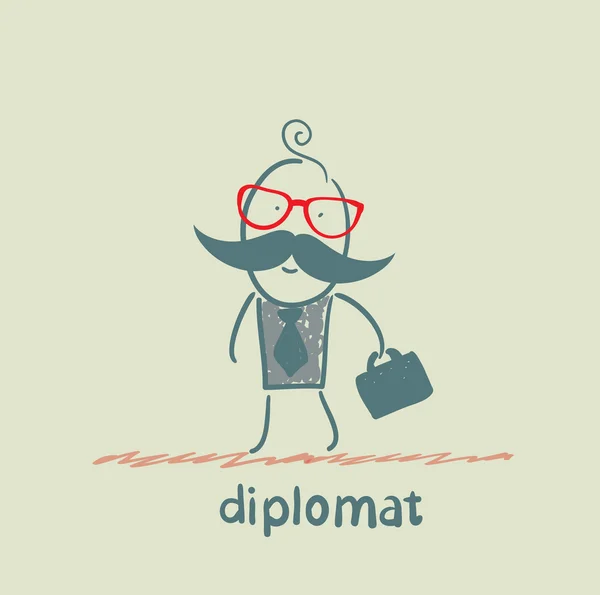 Diplomaat gaat aan het werk — Stockvector