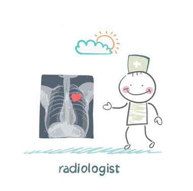 X-ray images show the radiologist with a heart with heart