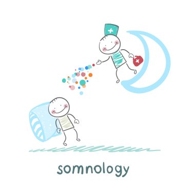 somnology ayakta uyuyor hastaya ay ve atar çok renkli ilaç