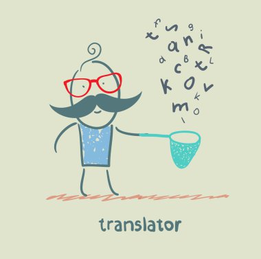 translator catches a fish net letters clipart