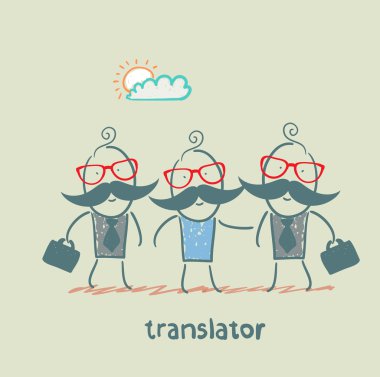 translator helps foreign businessmen clipart
