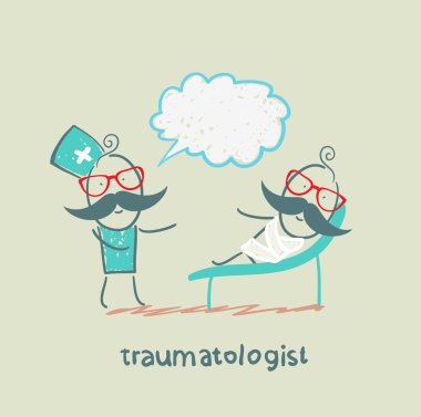 traumatologist tells a patient with a chest injury clipart